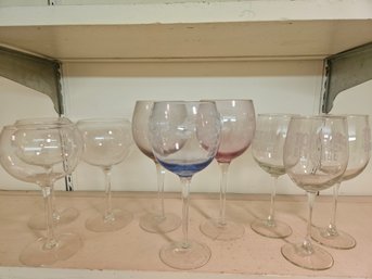 9 Assorted Wine Glasses