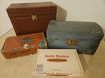4 Vintage Storage And Cigar Boxes