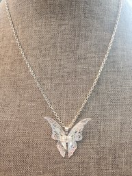 3D Butterfly Silver Tone Necklace