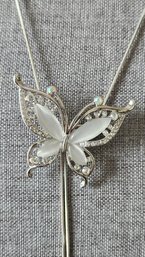 Butterfly Silvertone Necklace