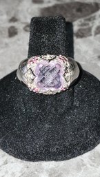 925 Sterling Silver Amethyst Ring  Size 6.5