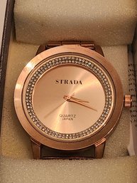 Strada Rose Gold Tone Watch With Box