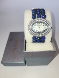 Strada Lapis Beaded Stretch Band Watch In Box