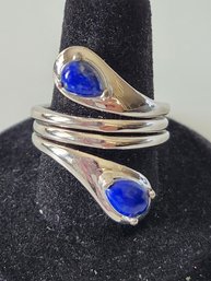 Karis STS Lapis Spiral Silver Tone Ring Size 7