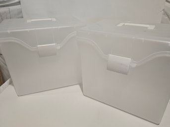 2 Clear Plastic File Boxes
