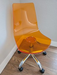 Orange Plastic Rolling Desk Chair