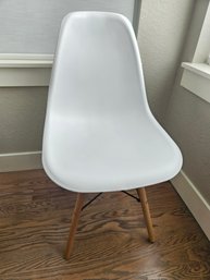 Ikea White Plastic Chair With Wood And Metal Legs