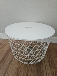 Ikea White Wood/ White Metal Storage Table