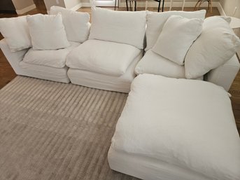 Restoration Hardware White Fabric Sectional Sofa-The Cloud