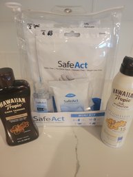 Safe Act Personal Protection Supplies And 2 Hawaiian Tropic Sunscreen Products