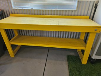 Yellow Wood Garage Workbench