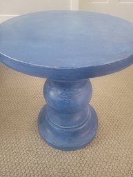 Blue Painted Wooden Round Accent Table