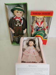 2 Porcelain And 1 Madame Alexander Dolls