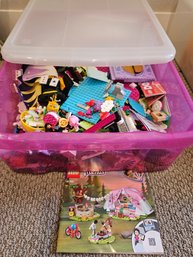 Huge Lot Of Lego Pieces In Pink Storage Drawer