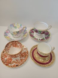 4 Beautiful Bone China Tea Cups And Saucers