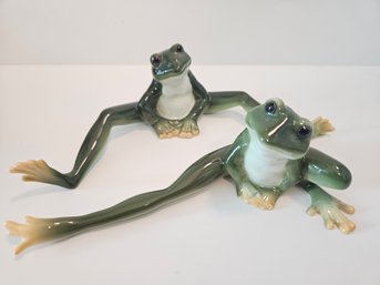 2 Ceramic Frogs With Long Legs