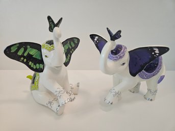 The Hamilton Collection Green And Purple Elephants