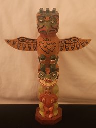 Hand Carved & Painted Totem Pole From Alaska