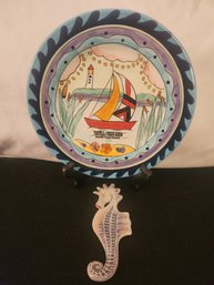 Decorative Plate And And A Ceramic Seahorse