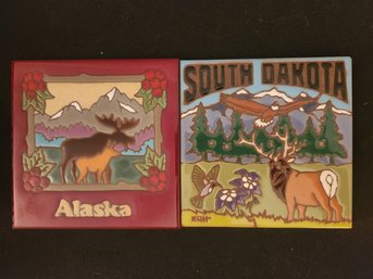 Hand Painted Alaska And South Dakota Tile