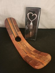 Curved Wine Bottle Stand Rack And Heart Shaped Wine Bottle Stopper In Gift Box Kate Aspen