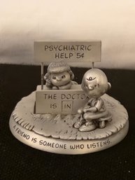 Charlie Brown & Lucys Doctor Booth Pewter Figurine