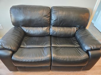 Black Leather/Faux Leather Reclining Loveseat Sofa