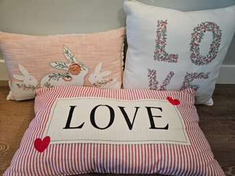 3 Decorative Pillows Love And Bunnies