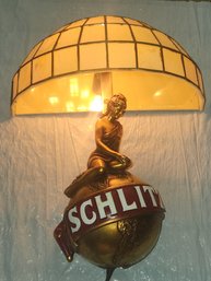 Vintage Schitz Girl On The Globe Bar Light