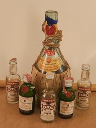 6 Empty Vintage Bottles