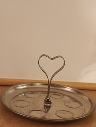 Vintage Barware Shot Glass Carrier Holder Tray With Heart So Let Me Be Handle