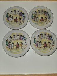 Ted DeGrazia Vintage Coaster Children Design Sandstone Creations Colorful Ring(4)