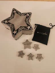 Make A Wish Jewelry Box With 5 Stars Silver Tone Paper Weights