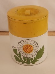 Vintage Metal Daisy Canister 60's MOD Kitschy Kitchen By Lorrie Design