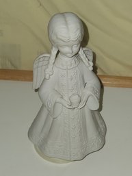 Vintage Ceramic White Christmas Angel Music Box