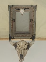 Bulls Head Wall Hanging And 5x7 Western Style Picture Frame