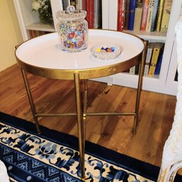 Innerspace Large Gild Goldtone Folding Tray Table White