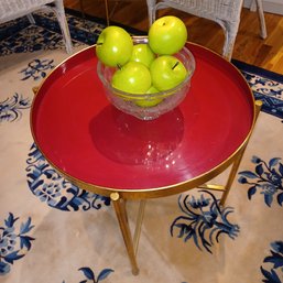 Innerspace Large Gild Goldtone Folding Tray Table Red