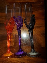 3 Plastic Champagne Glasses (Halloween)