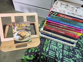 Cookbooks With Wooden Book Holder