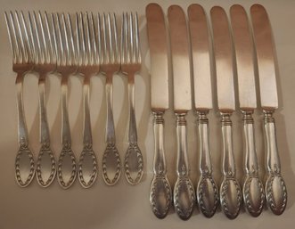 Alvin Silver Plate 'Diana' Pattern Dinner Forks(6) And Butter Knifes(6)