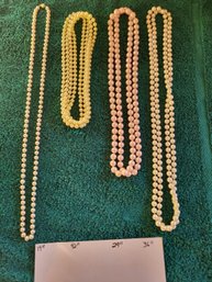 4pc Costume Pearl Necklaces All Lengths