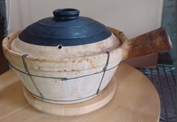 Chinese Single Handle Clay Pot-used