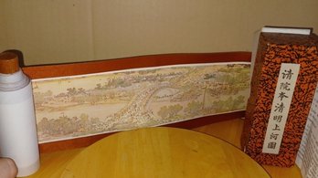 City Of Cathay Long And Small Handscroll On Wooden Dowel