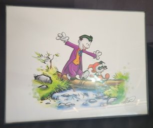 Framed Harley Quinn And Joker Artwork 8x11in