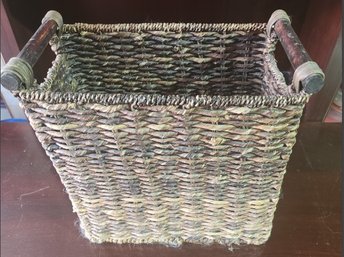 Wicker Basket With Wooden Handles