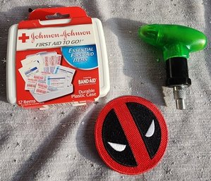 First Aid Kit, Deadpool Patch, Ratcheting Screwdriver