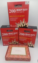 200 Heavy Duty Clear Light Sets X 3 & Christmas Photo Cards