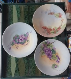 Limoges France Hand Painted Plates X3