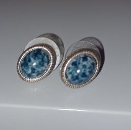 Blue Marbled Pierced Earring